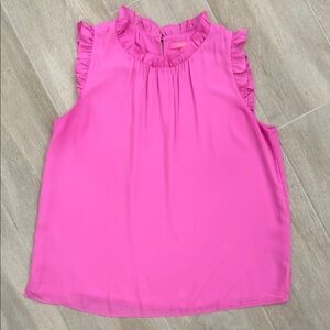 Pink Sleeveless Ruffle Top